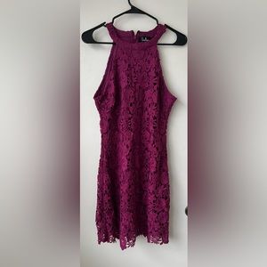 Lulu’s Love Poem Magenta Lace Mini Dress Medium